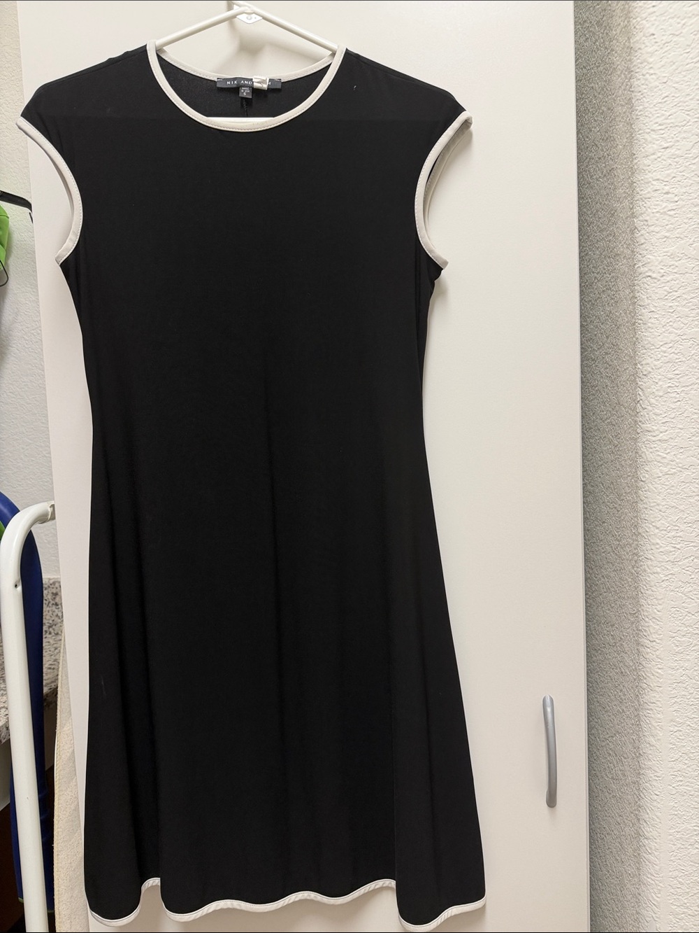 Classic Black Contrast-Trim A-Line Dress